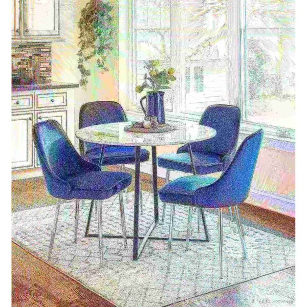 Lumisource Marcel Dining Chair with Chrome Frame and Blue Velvet Fabric, PK 2 - DC-MARCL NB2