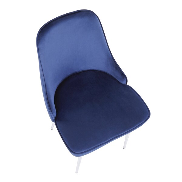 Lumisource Marcel Dining Chair with Chrome Frame and Blue Velvet Fabric, PK 2 - DC-MARCL NB2