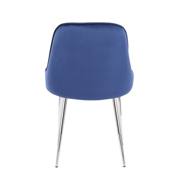Lumisource Marcel Dining Chair with Chrome Frame and Blue Velvet Fabric, PK 2 - DC-MARCL NB2