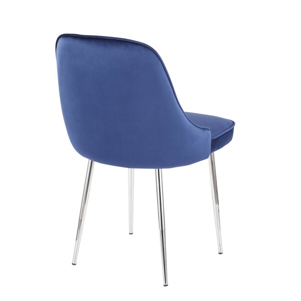 Lumisource Marcel Dining Chair with Chrome Frame and Blue Velvet Fabric, PK 2 - DC-MARCL NB2