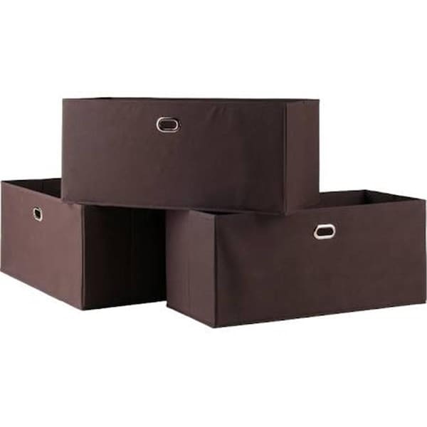 Doba-Bnt 3 Piece Torino Folding Fabric Baskets Set, Chocolate - SA3264978