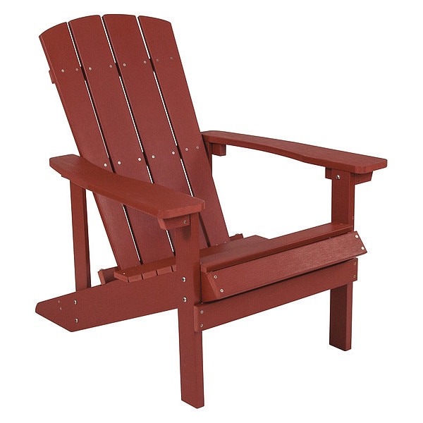 Flash Furniture Adirondack Chair, Red Seat, Wood Back, 29.5 W 33-1/2" L 35 H, Extra Wide and Long - JJ-C14501-RED-GG
