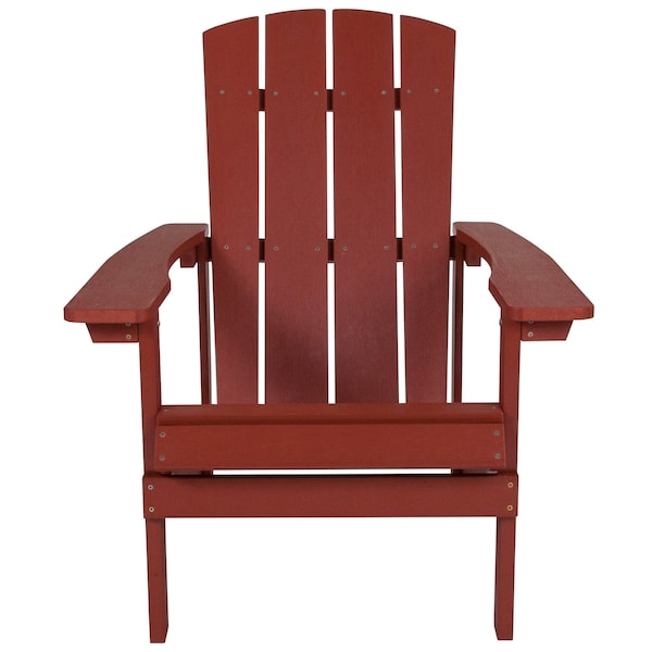 Flash Furniture Adirondack Chair, Red Seat, Wood Back, 29.5 W 33-1/2" L 35 H, Extra Wide and Long - JJ-C14501-RED-GG