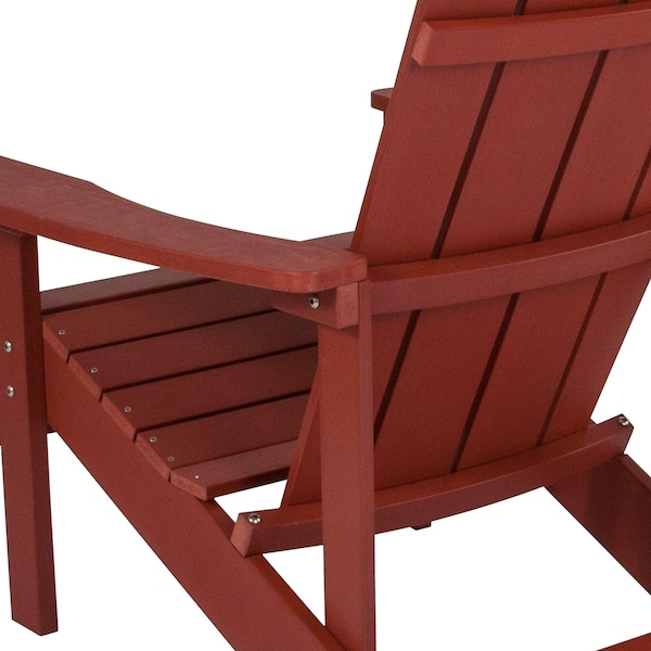 Flash Furniture Adirondack Chair, Red Seat, Wood Back, 29.5 W 33-1/2" L 35 H, Extra Wide and Long - JJ-C14501-RED-GG
