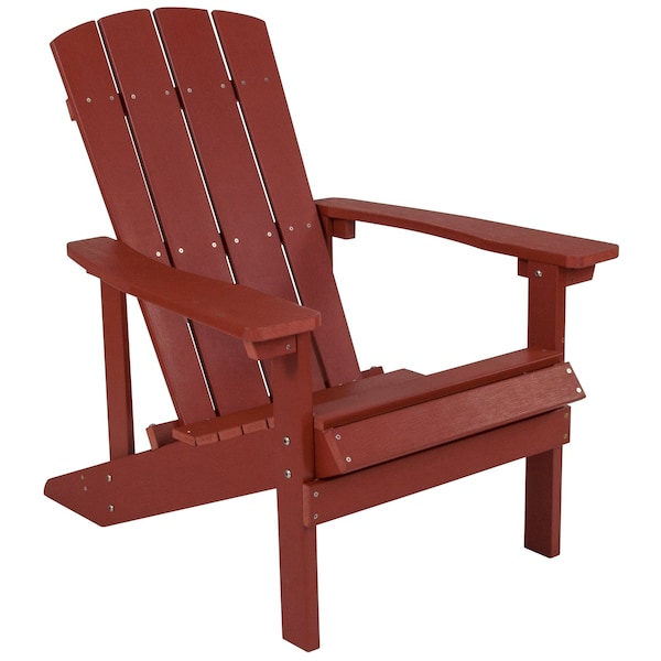 Flash Furniture Adirondack Chair, Red Seat, Wood Back, 29.5 W 33-1/2" L 35 H, Extra Wide and Long - JJ-C14501-RED-GG
