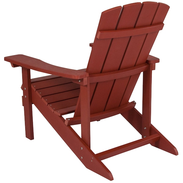 Flash Furniture Adirondack Chair, Red Seat, Wood Back, 29.5 W 33-1/2" L 35 H, Extra Wide and Long - JJ-C14501-RED-GG