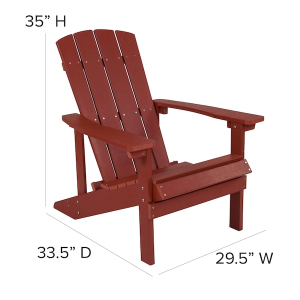 Flash Furniture Adirondack Chair, Red Seat, Wood Back, 29.5 W 33-1/2" L 35 H, Extra Wide and Long - JJ-C14501-RED-GG