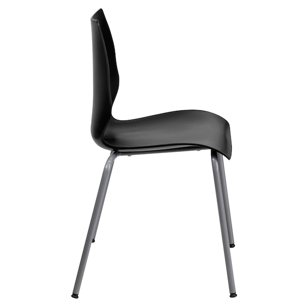 Flash Furniture Stack Chair, Plastic, Black, 17.25" H - RUT-288-BK-GG