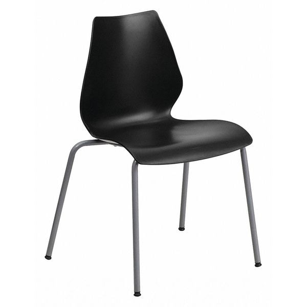 Flash Furniture Stack Chair, Plastic, Black, 17.25" H - RUT-288-BK-GG
