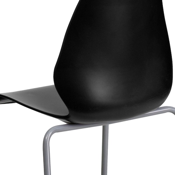Flash Furniture Stack Chair, Plastic, Black, 17.25" H - RUT-288-BK-GG