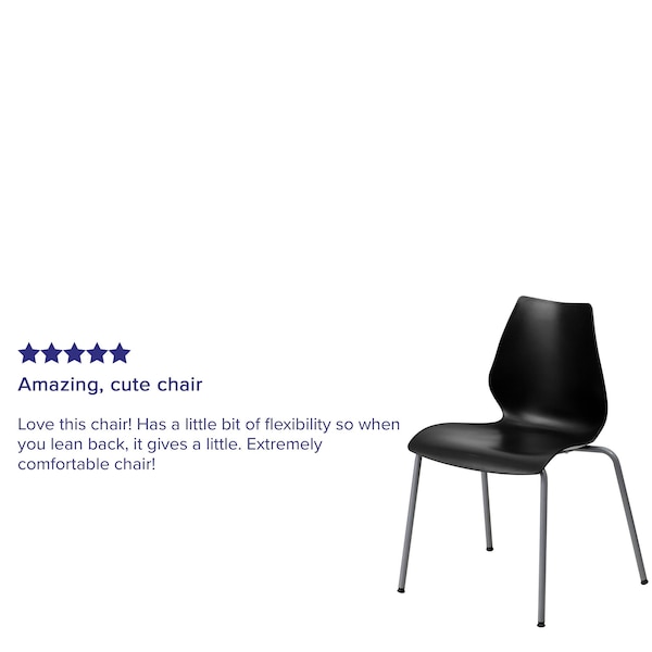 Flash Furniture Stack Chair, Plastic, Black, 17.25" H - RUT-288-BK-GG