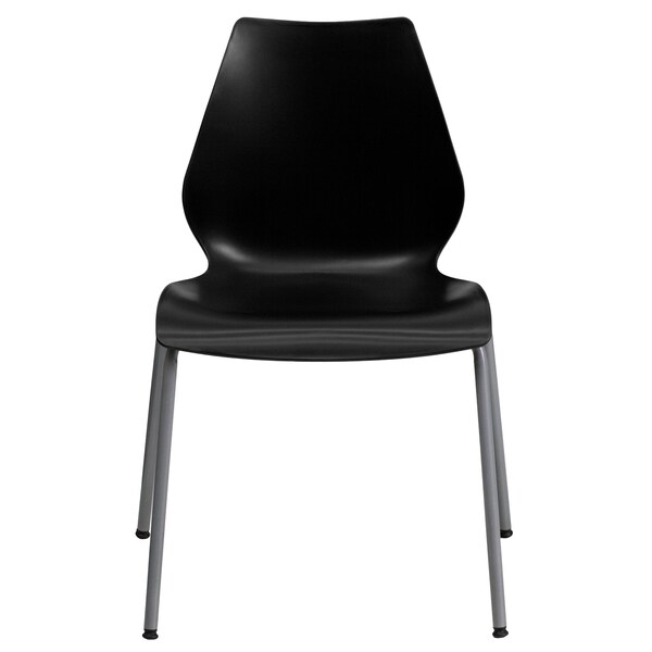 Flash Furniture Stack Chair, Plastic, Black, 17.25" H - RUT-288-BK-GG