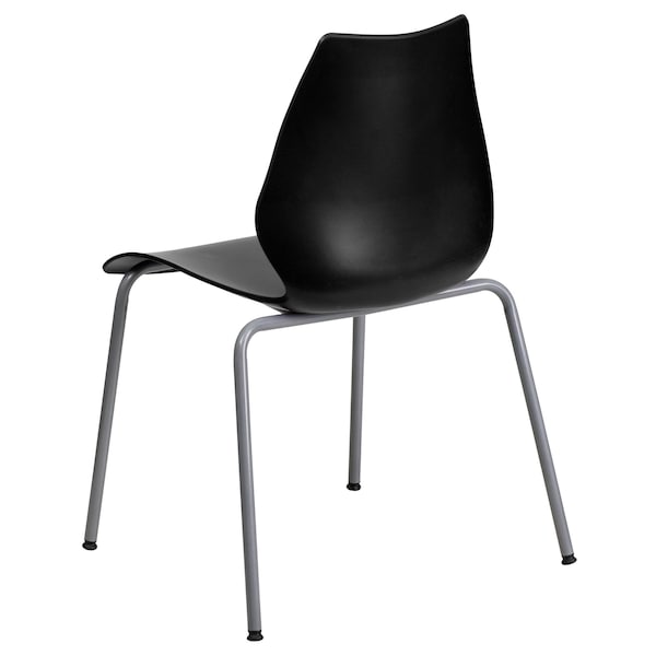 Flash Furniture Stack Chair, Plastic, Black, 17.25" H - RUT-288-BK-GG