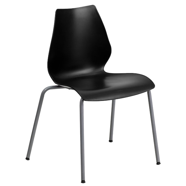 Flash Furniture Stack Chair, Plastic, Black, 17.25" H - RUT-288-BK-GG