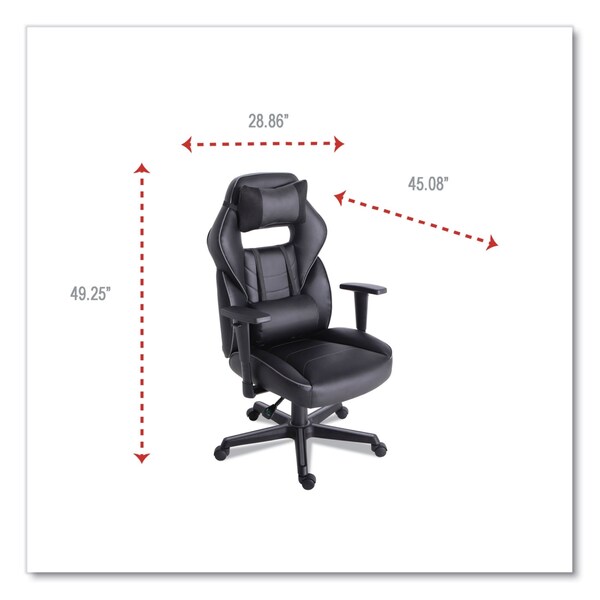 Alera Racing Style Ergonomic Gaming Chair, Supports 275 lb, 15.91" to 19.8" Seat Height, Black/Gray - BT51593GY