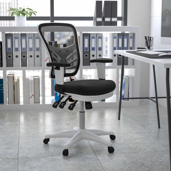 Flash Furniture Office Chair, Mesh, Black Mesh/White Frame - HL-0001-WH-BK-GG