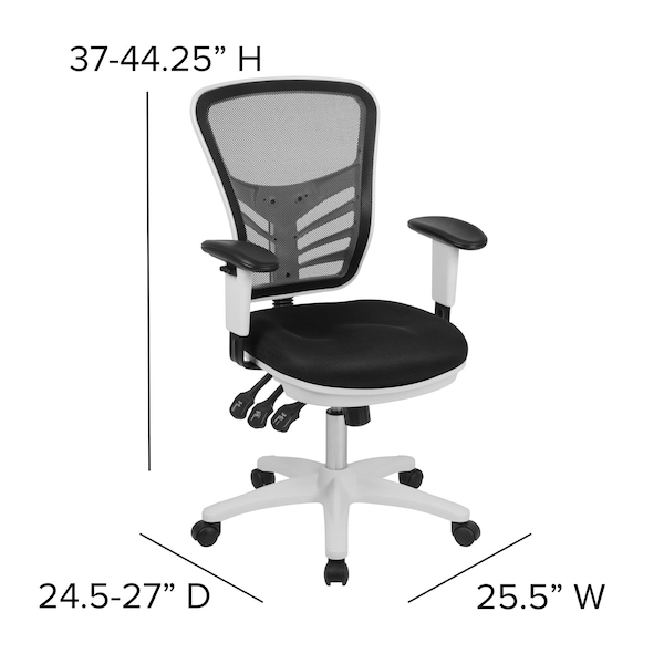 Flash Furniture Office Chair, Mesh, Black Mesh/White Frame - HL-0001-WH-BK-GG