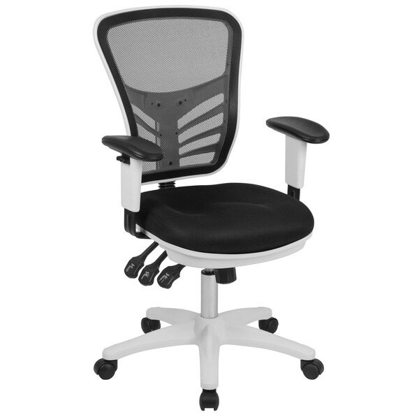 Flash Furniture Office Chair, Mesh, Black Mesh/White Frame - HL-0001-WH-BK-GG
