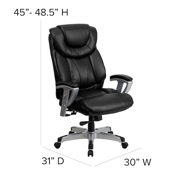 Flash Furniture Hercules Office Chair, Black Back, 30 in W 31" L 48-1/2" H, Height and Width Adjustable Padded - GO-1534-BK-LEA-GG