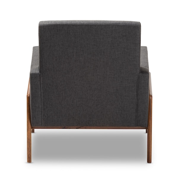 Baxton Studio Perris Dark Grey Upholstered Walnut Wood Lounge Chair - 150-8742