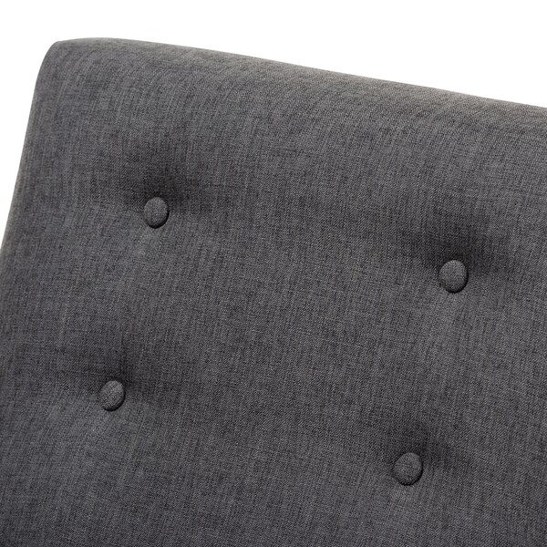 Baxton Studio Perris Dark Grey Upholstered Walnut Wood Lounge Chair - 150-8742
