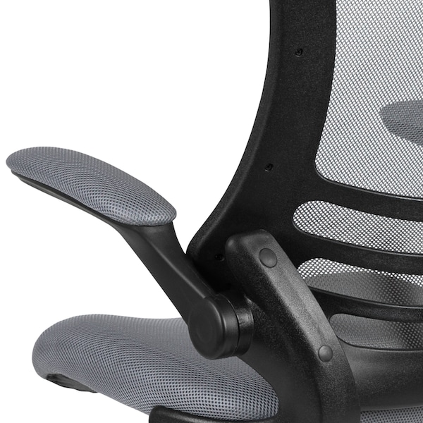 Flash Furniture Kelista Mid-Back Dark Gray Mesh Ergonomic Drafting Chair with Adjustable Foot Ring and Flip-Up Arms - BL-X-5M-D-DKGY-GG