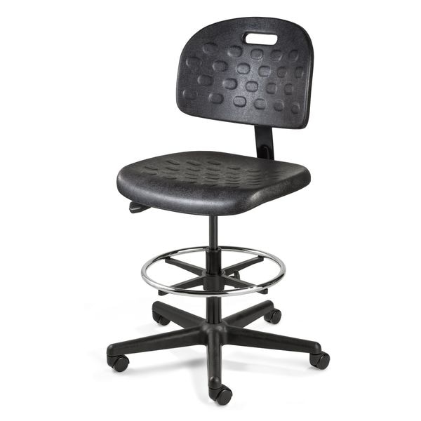 Bevco Polyurethane Task Chair, 19" to 26-3/4", No Arms, Black - V7307HC