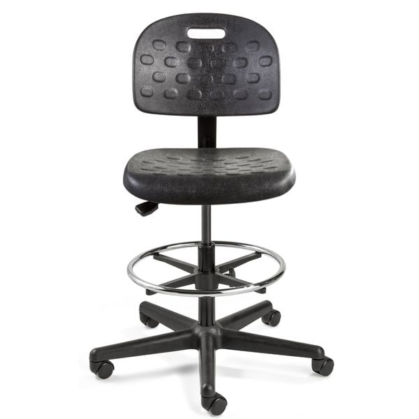 Bevco Polyurethane Task Chair, 19" to 26-3/4", No Arms, Black - V7307HC