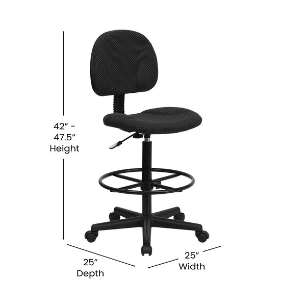 Flash Furniture Black Patterned Fabric Swivel Drafting Chair - BT-659-BLK-GG