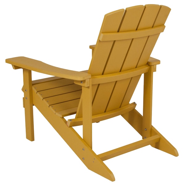 Flash Furniture Charlestown Adirondack Chair, Yellow Wood, Yellow Seat, Wood Back, 29.5 W 35 H - JJ-C14501-YLW-GG