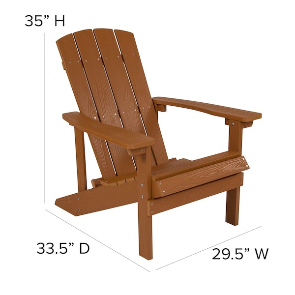 Flash Furniture Charlestown Adirondack Chair, Teak Wood, Teak Seat, Wood Back, 29.5 W 35 H - JJ-C14501-TEAK-GG