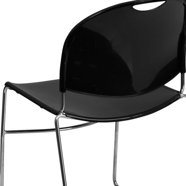 Flash Furniture Stack Chair, Chrome Frame, Blk, 800 lb. - RUT-188-BK-CHR-GG