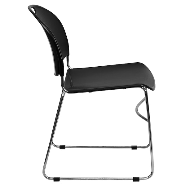 Flash Furniture Stack Chair, Chrome Frame, Blk, 800 lb. - RUT-188-BK-CHR-GG