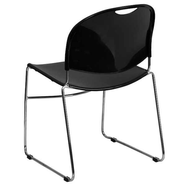 Flash Furniture Stack Chair, Chrome Frame, Blk, 800 lb. - RUT-188-BK-CHR-GG