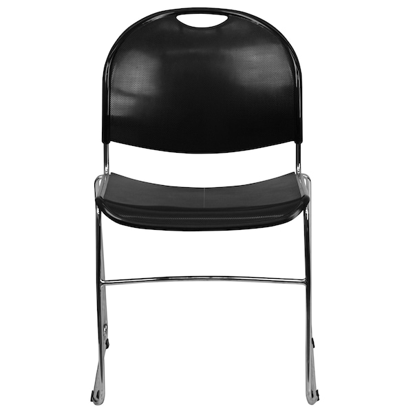 Flash Furniture Stack Chair, Chrome Frame, Blk, 800 lb. - RUT-188-BK-CHR-GG