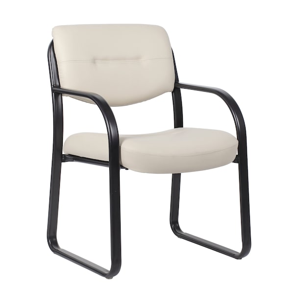 Boss Office Products Guest Chair, Black Steel Frame, Beige Vinyl - B9529-BG