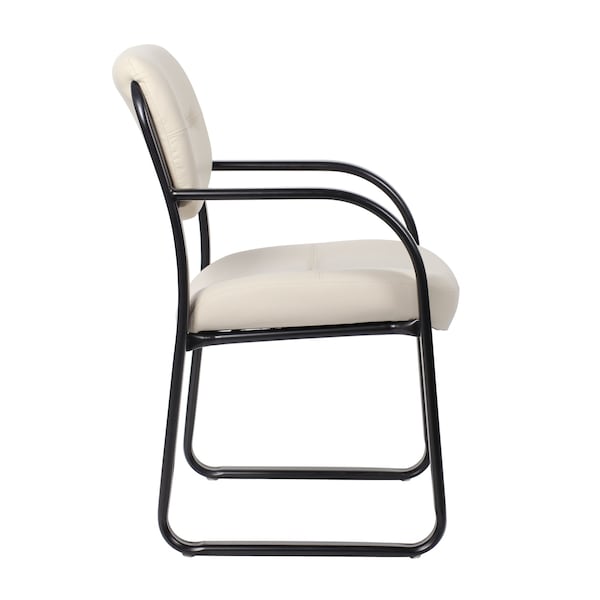 Boss Office Products Guest Chair, Black Steel Frame, Beige Vinyl - B9529-BG