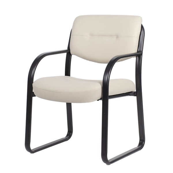 Boss Office Products Guest Chair, Black Steel Frame, Beige Vinyl - B9529-BG