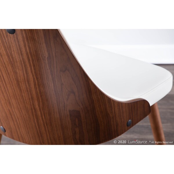 Lumisource Gianna Dining/Accent Chair in Walnut with White Faux Leather - CH-JY-GNN WL+W
