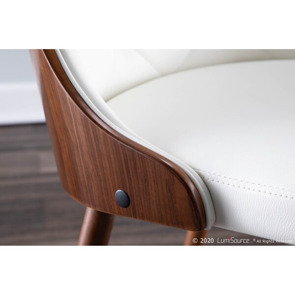 Lumisource Gianna Dining/Accent Chair in Walnut with White Faux Leather - CH-JY-GNN WL+W