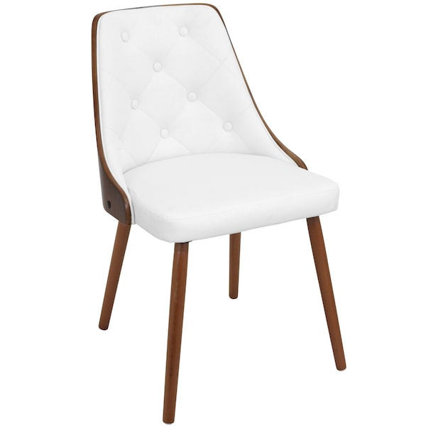 Lumisource Gianna Dining/Accent Chair in Walnut with White Faux Leather - CH-JY-GNN WL+W