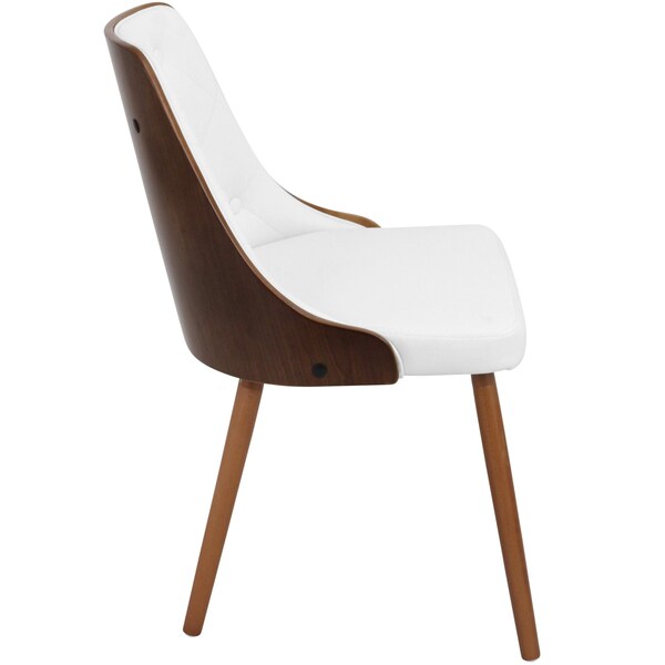 Lumisource Gianna Dining/Accent Chair in Walnut with White Faux Leather - CH-JY-GNN WL+W