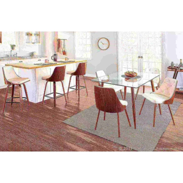 Lumisource Gianna Dining/Accent Chair in Walnut with White Faux Leather - CH-JY-GNN WL+W