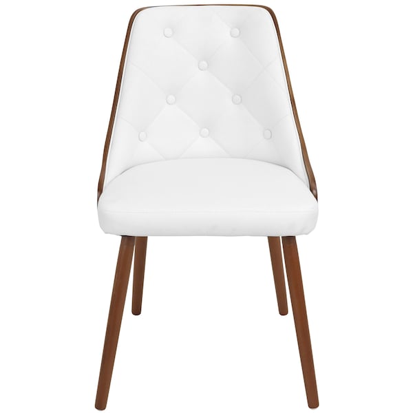 Lumisource Gianna Dining/Accent Chair in Walnut with White Faux Leather - CH-JY-GNN WL+W