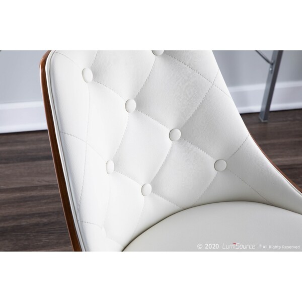 Lumisource Gianna Dining/Accent Chair in Walnut with White Faux Leather - CH-JY-GNN WL+W
