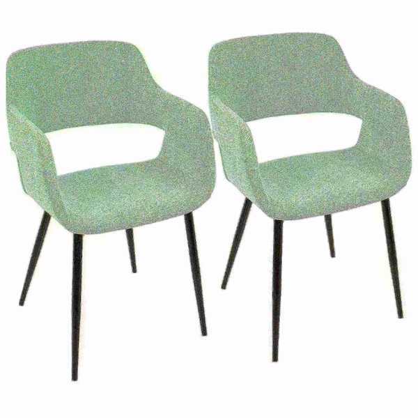 Lumisource Margarite Dining/Accent Chair in Black with Light Green Fabric, PK 2 - CH-MARG BK+LGN2