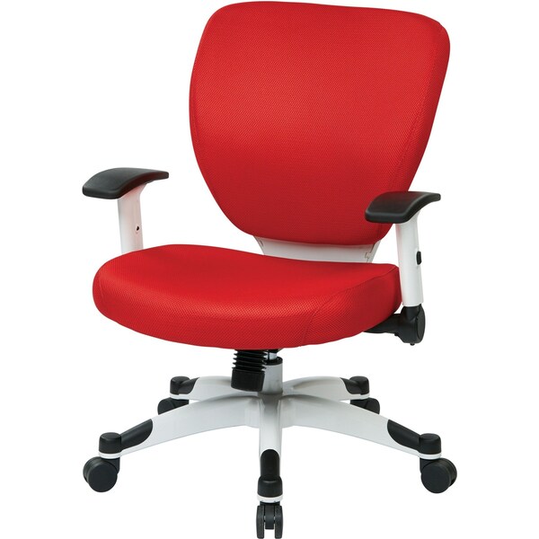 Office Star Managerial Chair Desk Chair, Adjustable Arms, 16-3/4" to 19-1/2" Height, Mesh, Red - 5200W-9