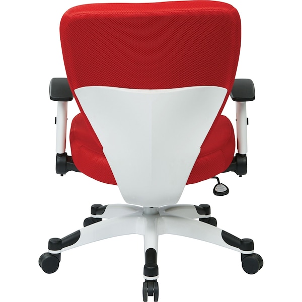 Office Star Managerial Chair Desk Chair, Adjustable Arms, 16-3/4" to 19-1/2" Height, Mesh, Red - 5200W-9