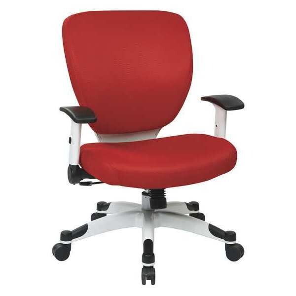 Office Star Managerial Chair Desk Chair, Adjustable Arms, 16-3/4" to 19-1/2" Height, Mesh, Red - 5200W-9