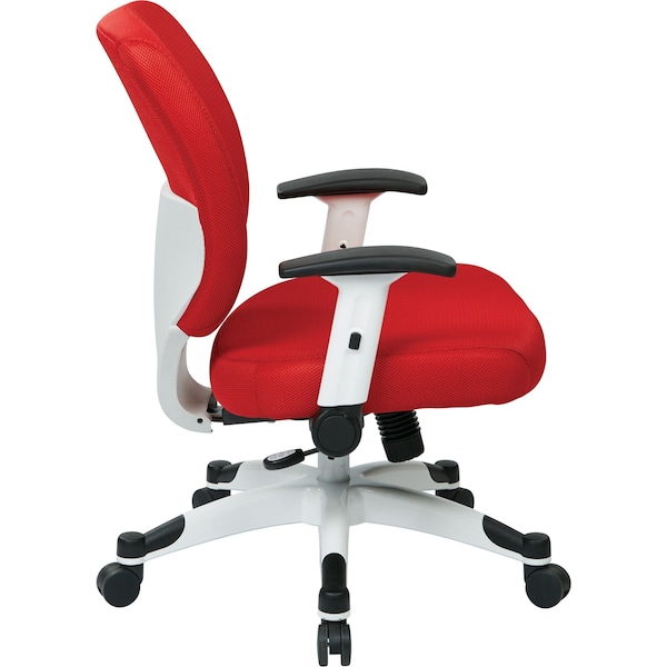 Office Star Managerial Chair Desk Chair, Adjustable Arms, 16-3/4" to 19-1/2" Height, Mesh, Red - 5200W-9